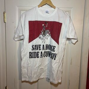 Port and Company White Tee with Red Graphic